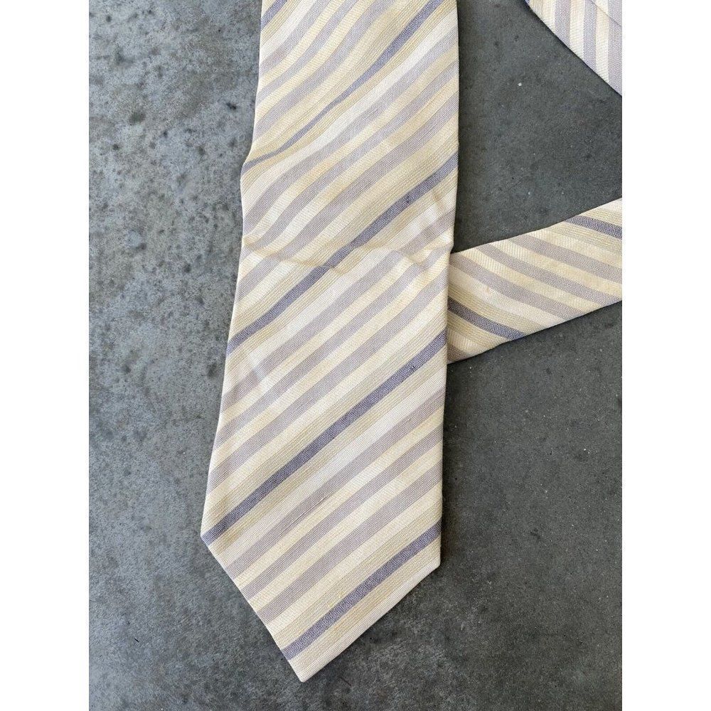 Daniel Milano Tie Silk Striped Yellow Blue Grey Classic